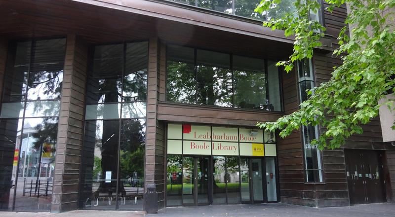the front entrance to the Boole library