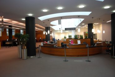 inside the entrance of the Boole library